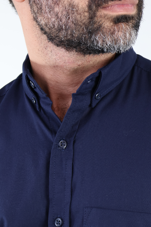 Camisa de Vestir Casual Uniforme Manga Corta Azul Marino para Hombre